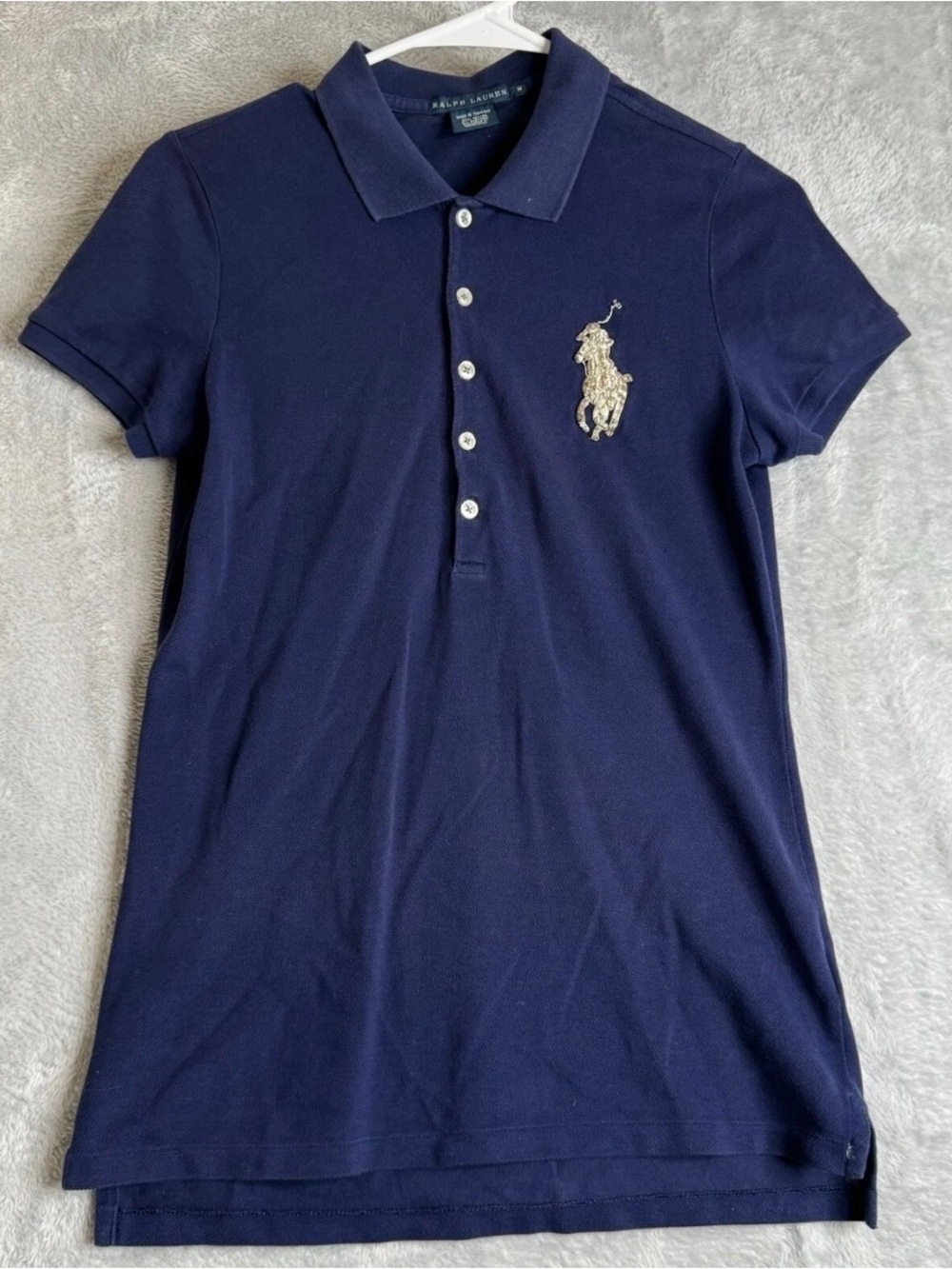 Ralph Lauren Girls Navy Polo with Embroidered Pony